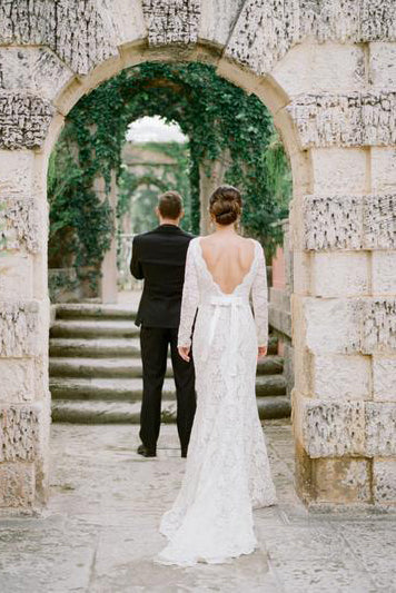 Princess Long Sleeves Mermaid Ivory Lace Wedding Dress