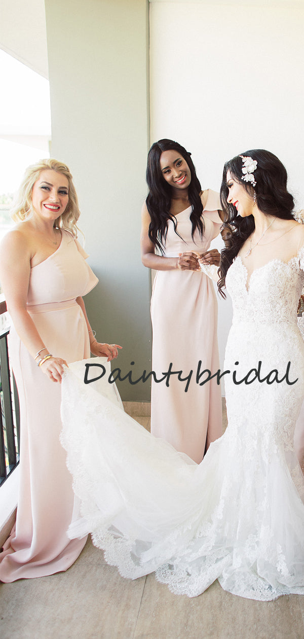 Beautiful One-shoulder Mermaid Side Slit Evening Dresses Party Long Bridesmaid Dresses.DB10676