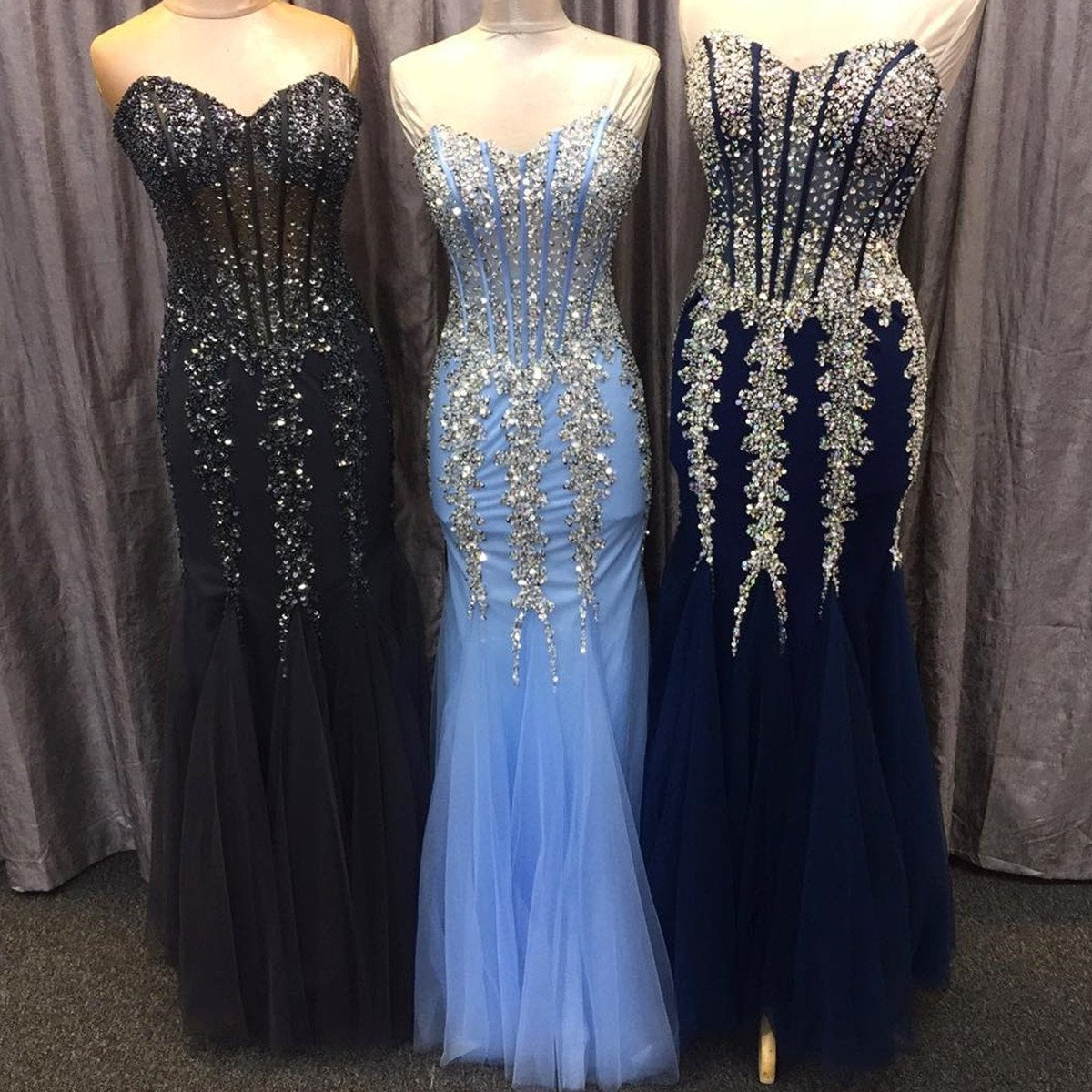 Luxury Sequins Beading Corset Sweetheart Mermaid Evening Gowns