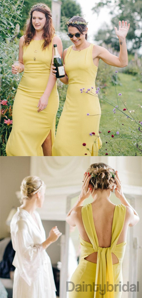 New Arrival Yellow Mermaid Bridesmaid Dress, Sleeveless Charming Sheath Bridesmaid Dress,DB10341