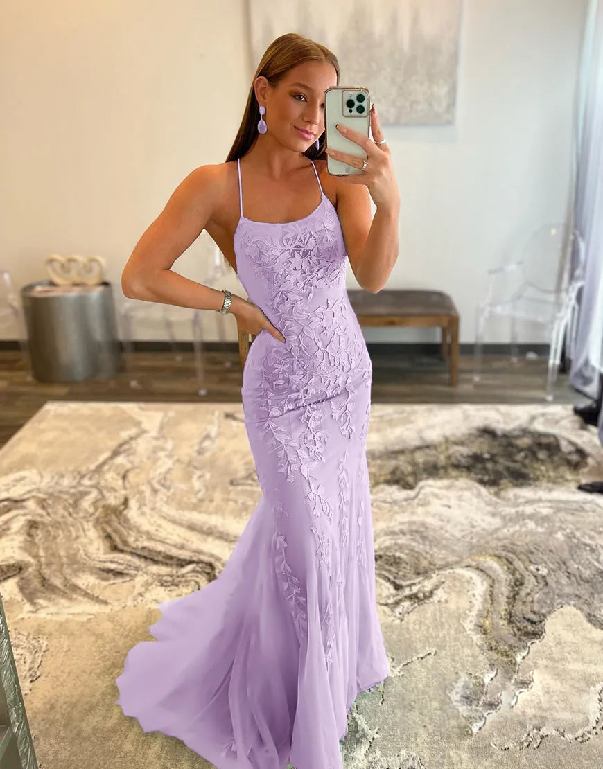 Wholesale Mermaid Lilac Long Prom Dress Backless Evening Dress prom dresses with long sleeves