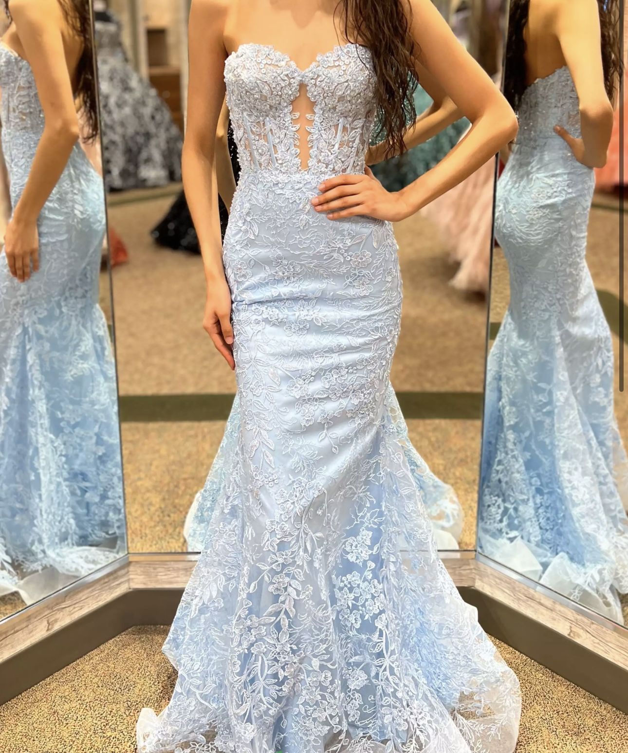 Black Sweetheart Lace Appliques Mermaid Long Prom Dresses