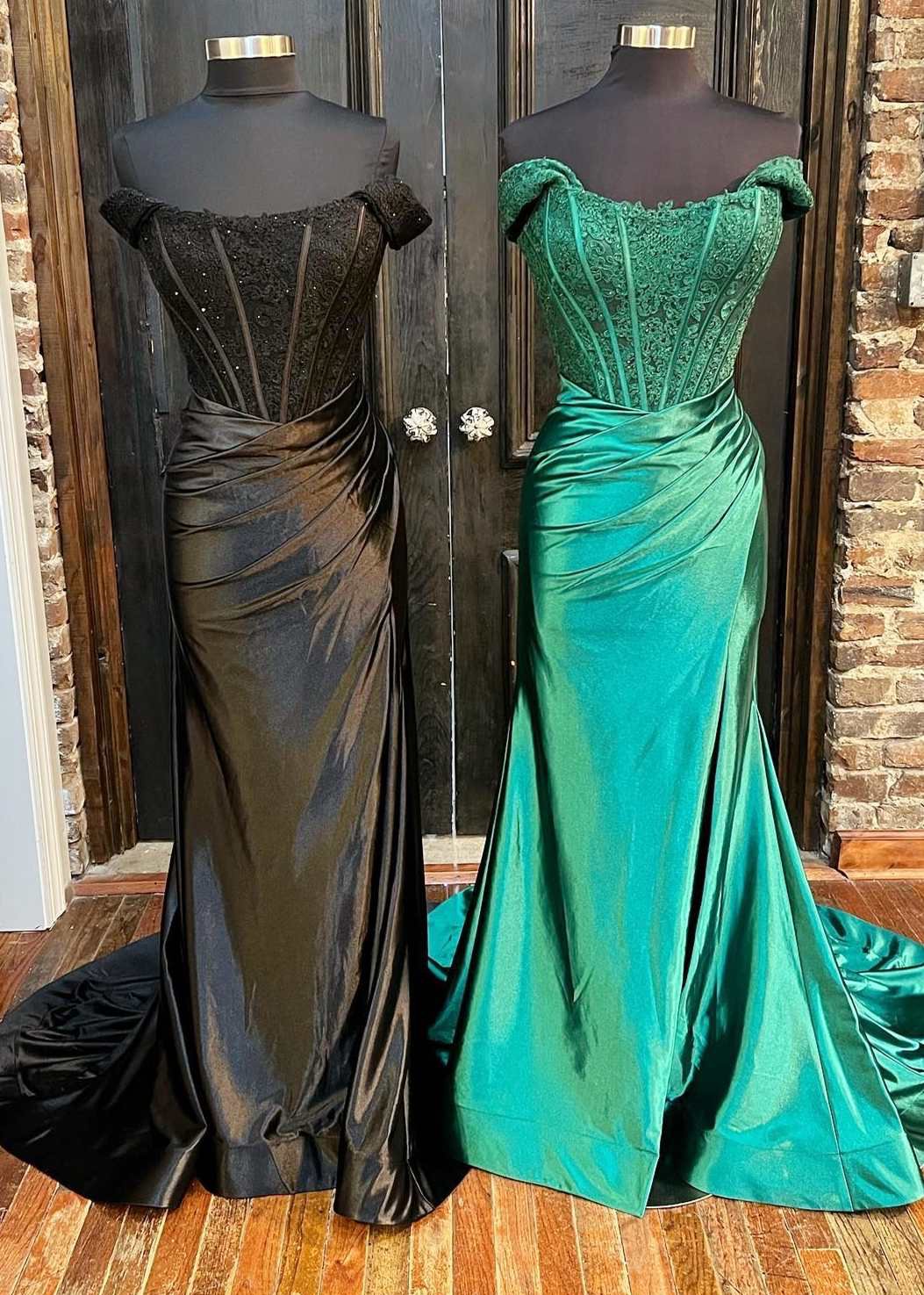 Mermaid Off the Shoulder Satin Prom Dress with Slit