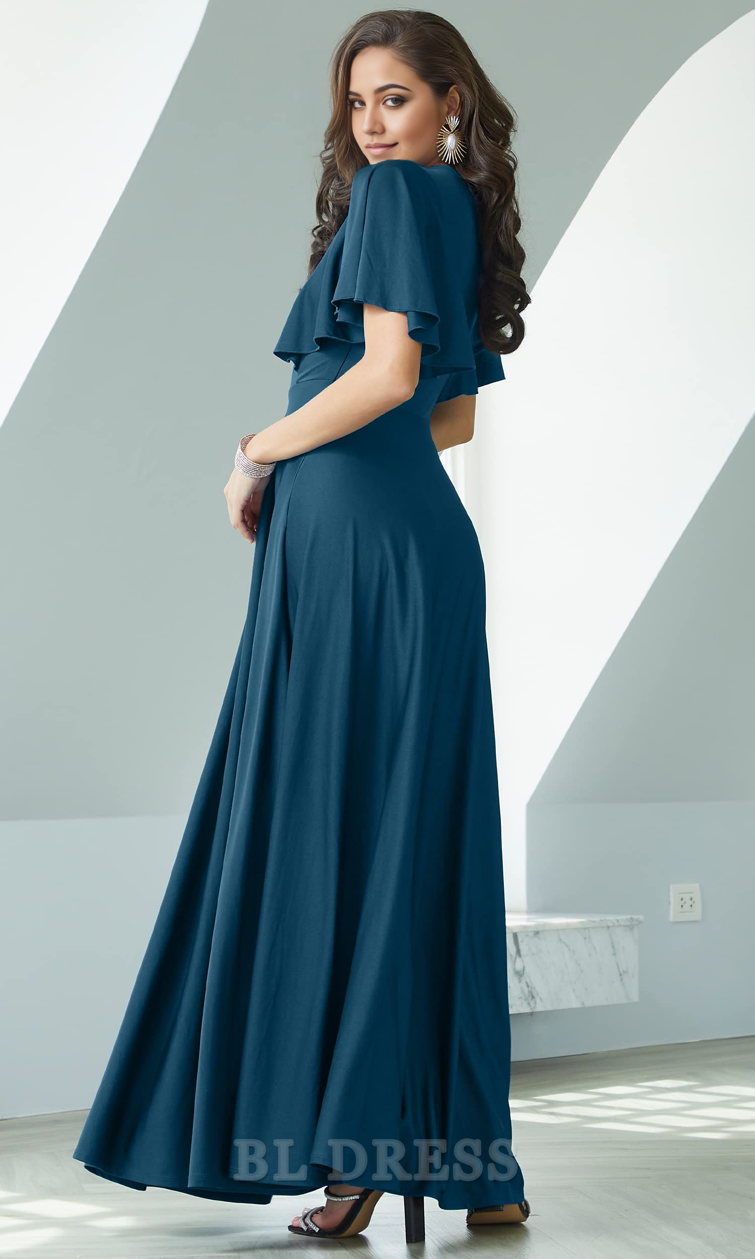 A-line V-Neck Elegant formal dresses Bridesmaid Dresses evening gown Prom Dress