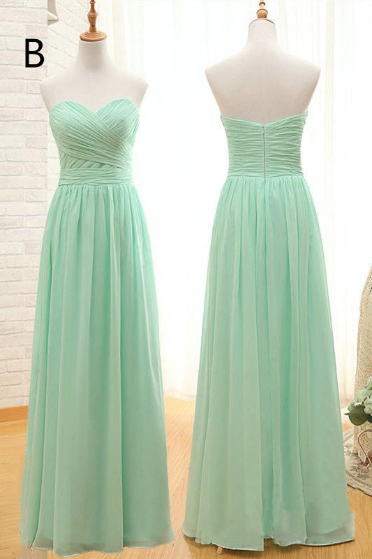 Mismatched A-line Long Mint Green Bridesmaid Dresses