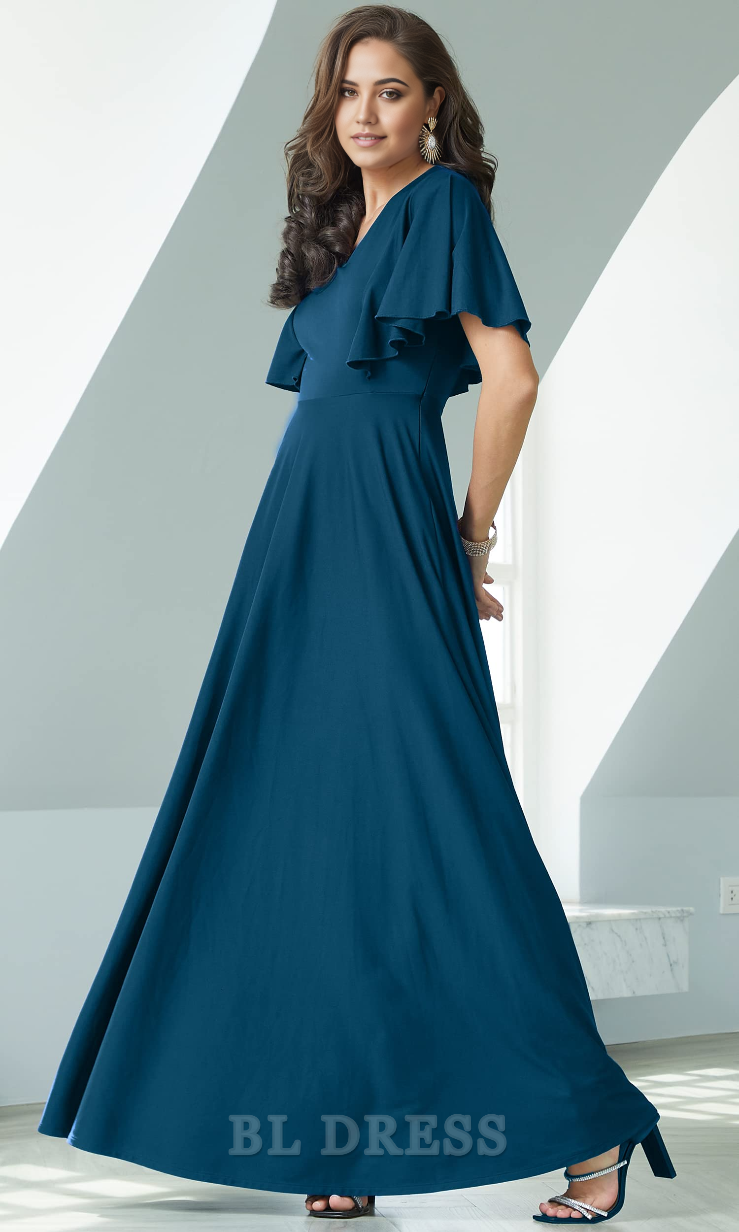 A-line V-Neck Elegant formal dresses Bridesmaid Dresses evening gown Prom Dress