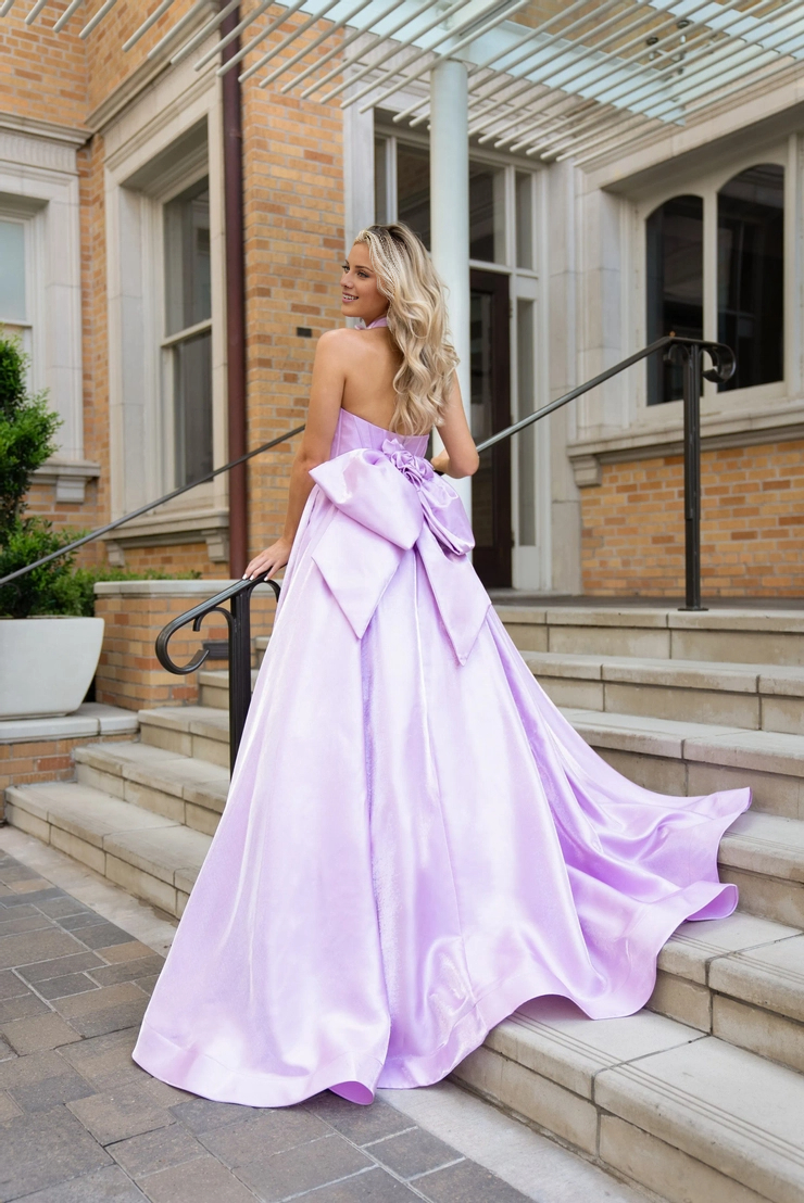A-line off shoulder sleeveless satin and floor length evening gown (dress only)