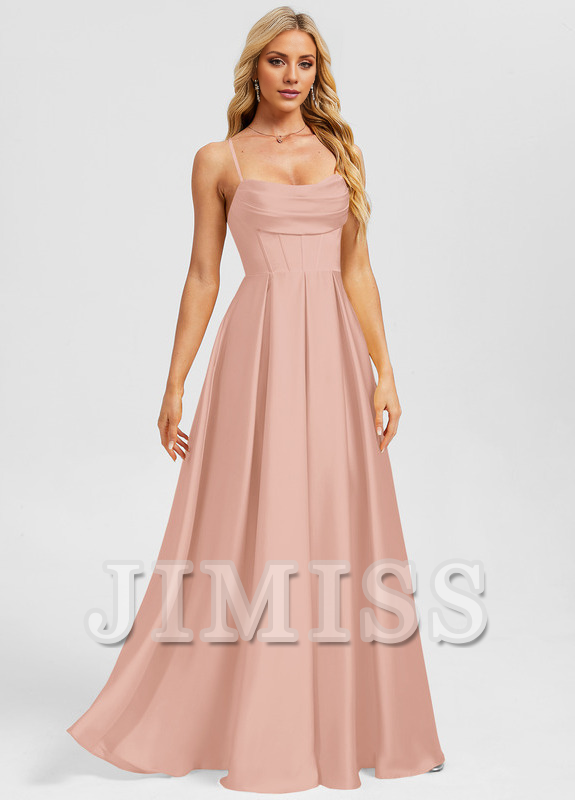 A-line sweetheart floor-length matte satin prom dress