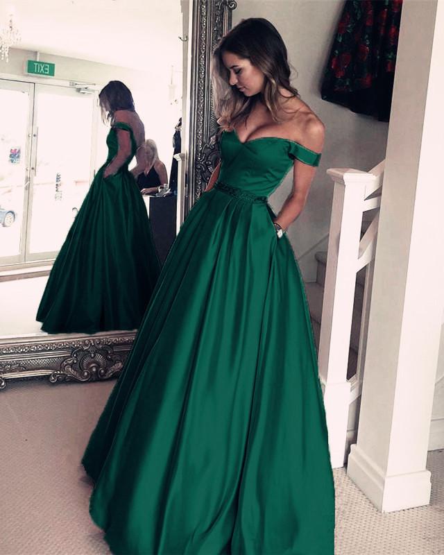 Long Emerald Prom Dresses 2019 Fast Delivery Evening Gowns