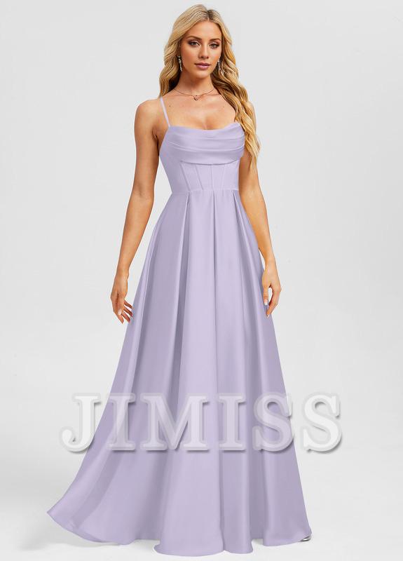 A-line sweetheart floor-length matte satin prom dress
