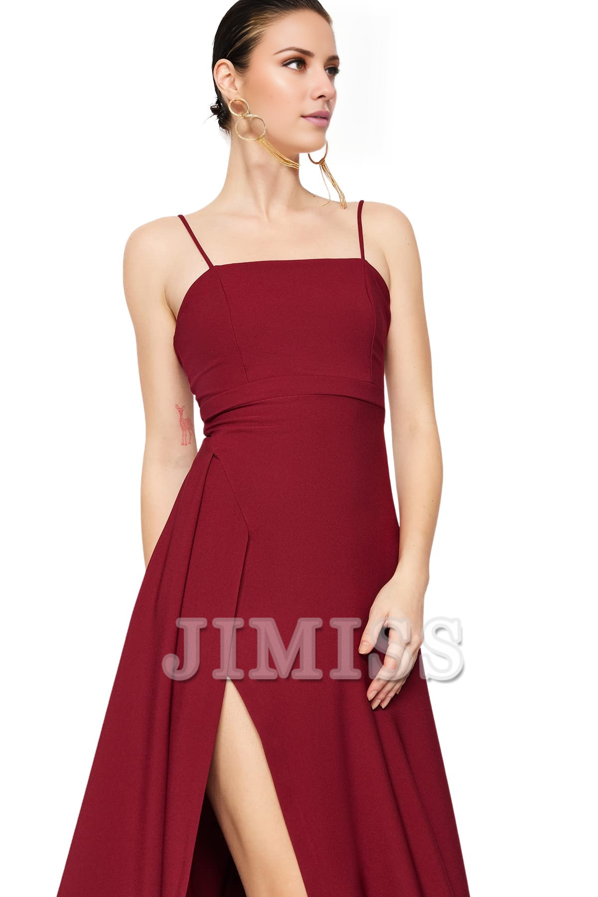 Split neckline evening gown and graduation gown formal evening gown