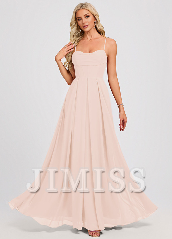 A-line sweetheart pleated floor-length chiffon prom dress