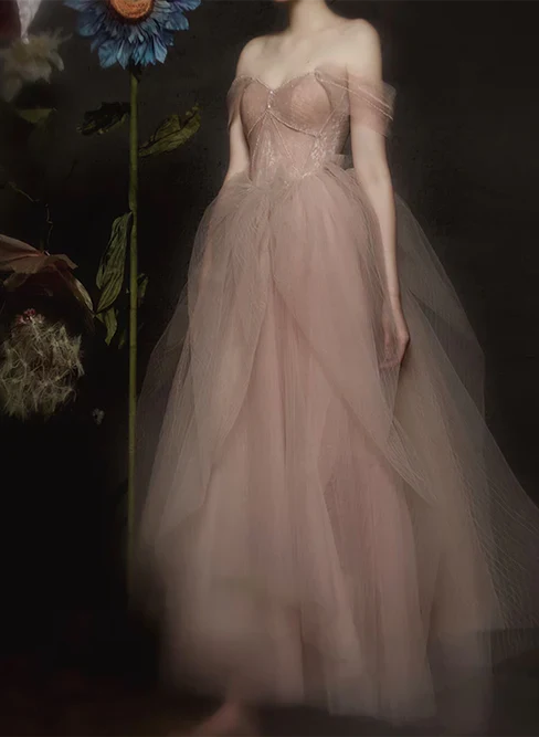 Dark Pink Sweetheart Off Shoulder Beaded Party Dresss Prom Dress Elegant Evening Dress