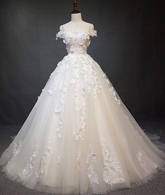Ball Gown Off The Shoulder Applique Wedding Dress