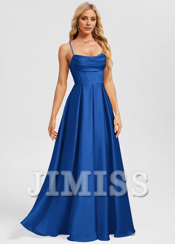 A-line sweetheart floor-length matte satin prom dress