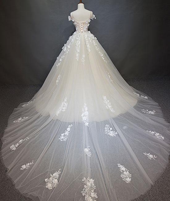 Ball Gown Off The Shoulder Applique Wedding Dress