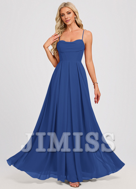 A-line sweetheart pleated floor-length chiffon prom dress