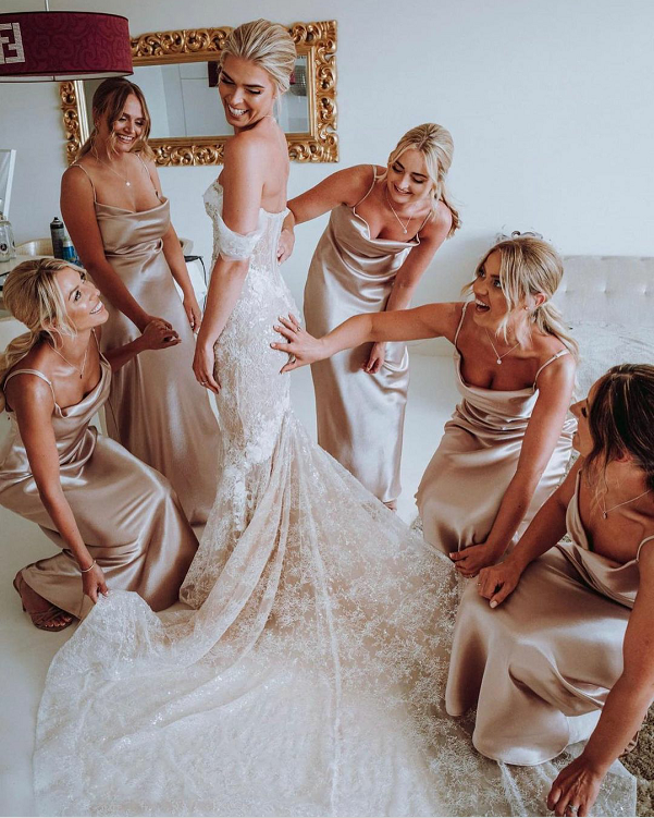 Charming Spaghetti Strap Mermaid Long Bridesmaid Dresses Online.DB10844