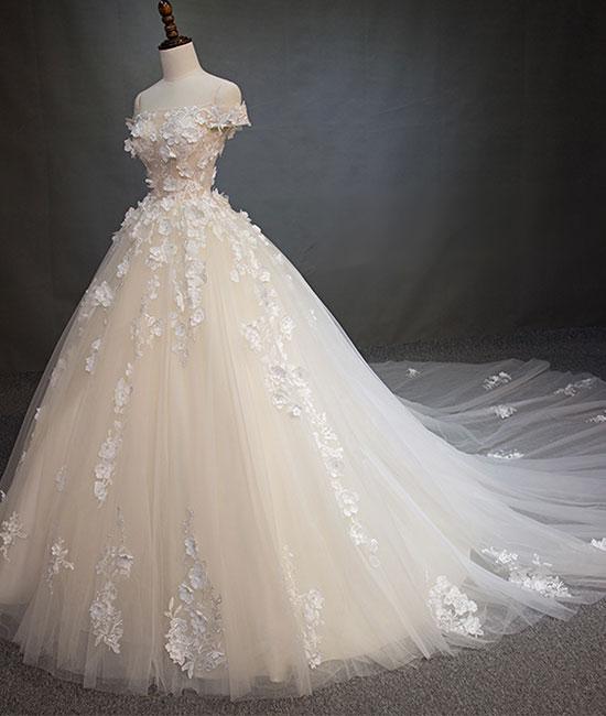 Ball Gown Off The Shoulder Applique Wedding Dress