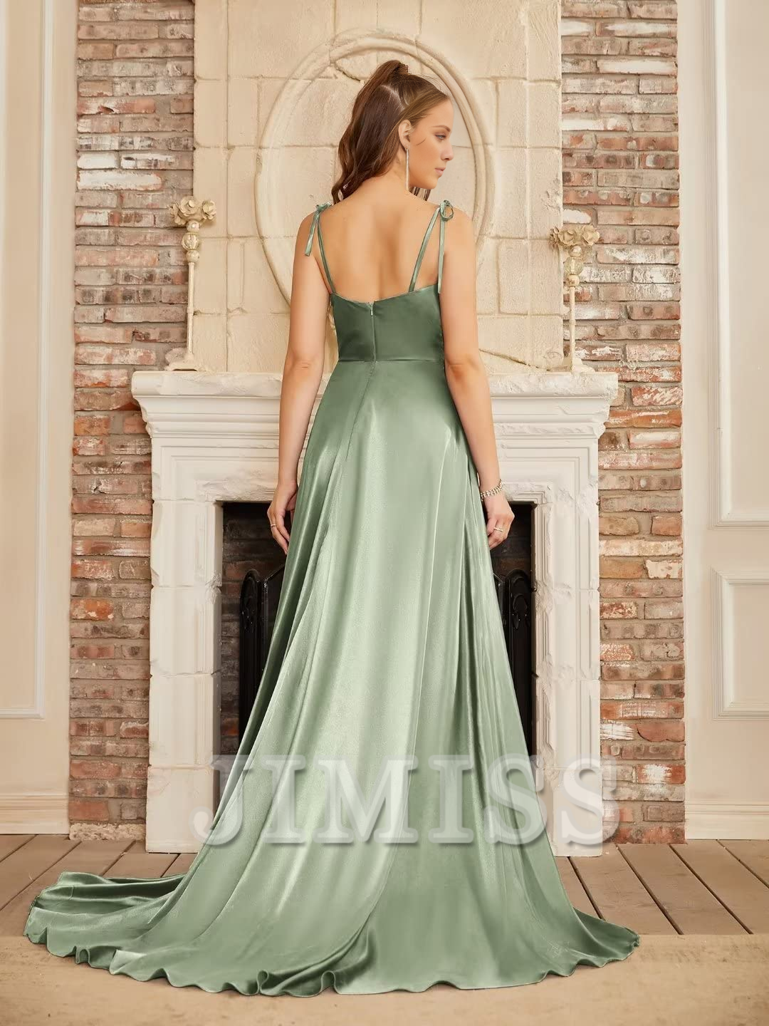 Long evening gown with big slit sexy backless chic and elegant evening gown