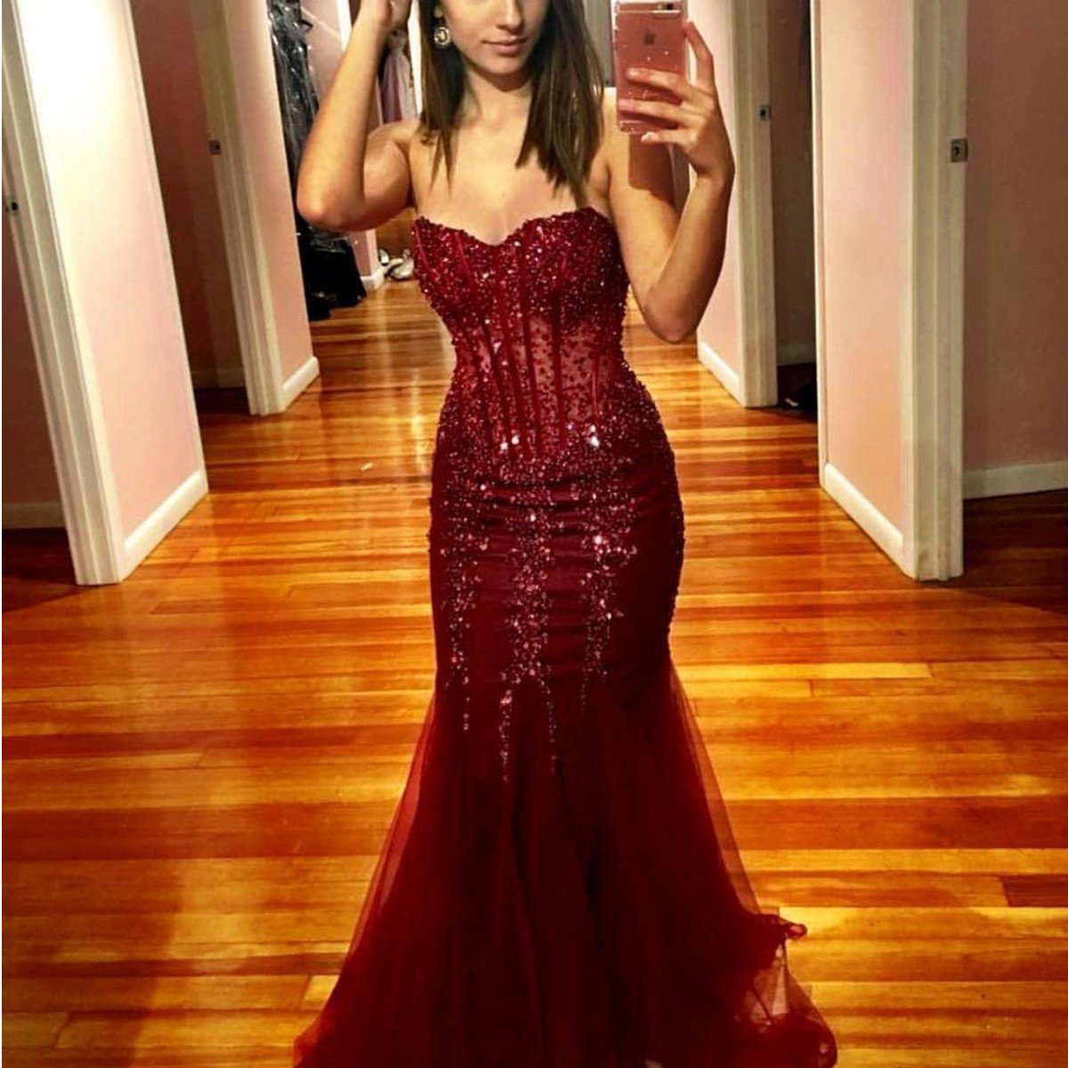 Luxury Sequins Beading Corset Sweetheart Mermaid Evening Gowns