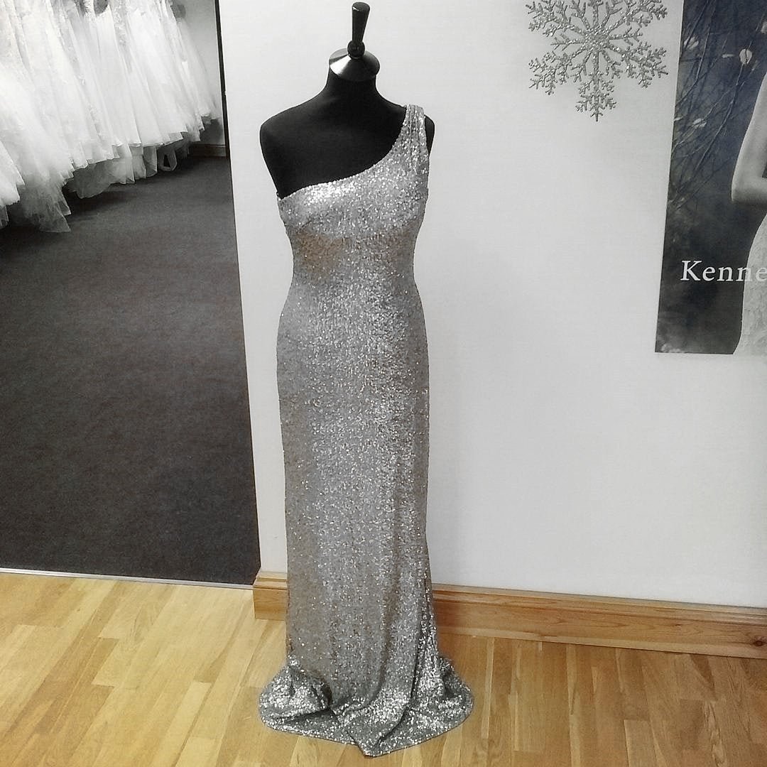 Long Silver Sequins Bridesmaid Dresses