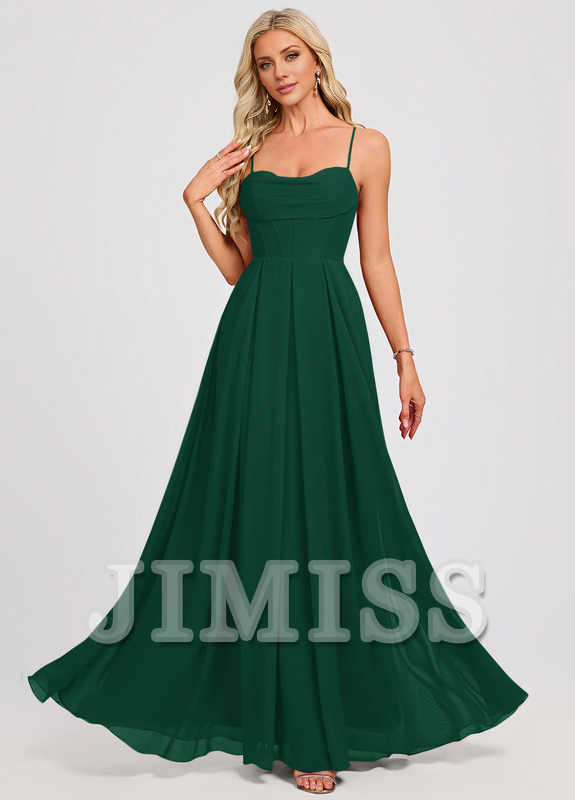 A-line sweetheart pleated floor-length chiffon prom dress