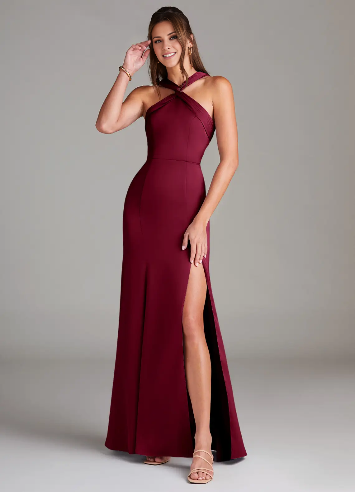 A-line pleated satin bridesmaid dress - Jimiss Dress