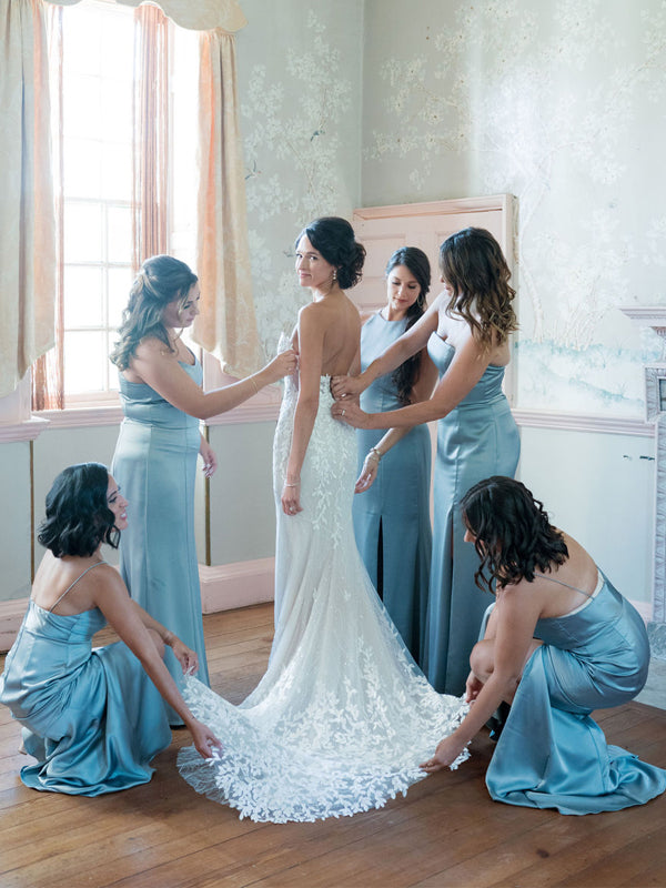 Elegant V-neck Mermaid Floor-length Long Bridesmaid Dresses Online.DB10846