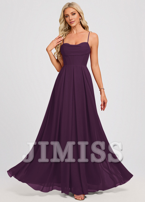 A-line sweetheart pleated floor-length chiffon prom dress