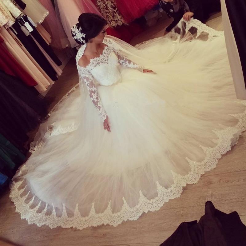 Elegant Off The Shoulder Wedding Dresses Ball Gowns Long Sleeves