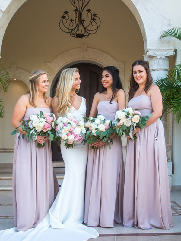 Straight Floor-length Simple A-lineLong Bridesmaid Dresses.DB10759