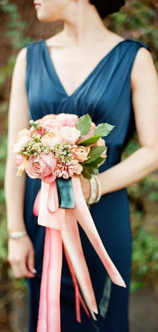 New Arrival Sexy V-neck Zipper Up Long Bridesmaid Dresses.DB10589