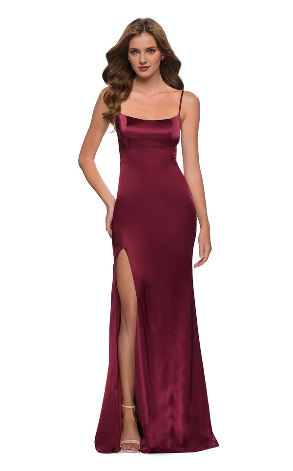 Square neckline sleeveless tight corset and floor length gown evening dresses