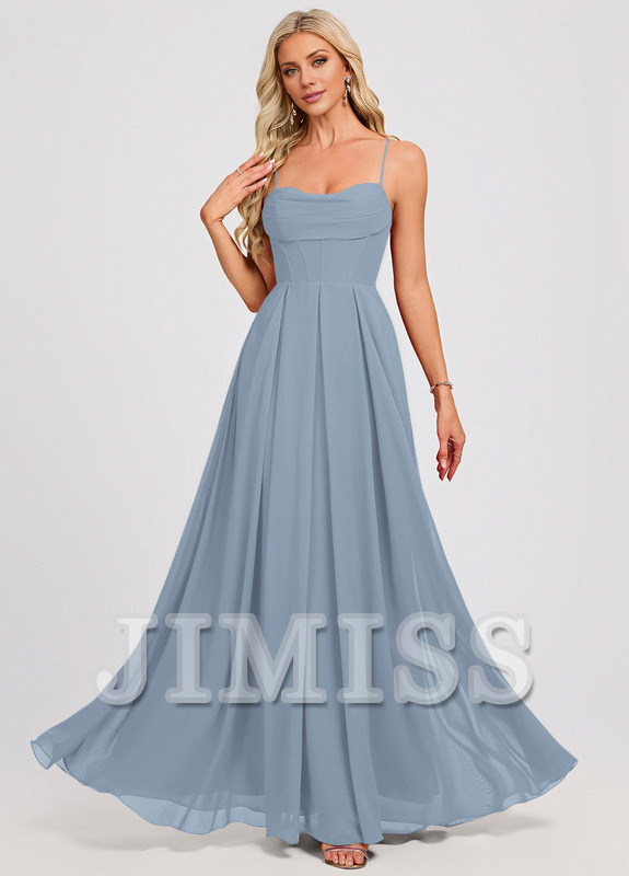 A-line sweetheart pleated floor-length chiffon prom dress