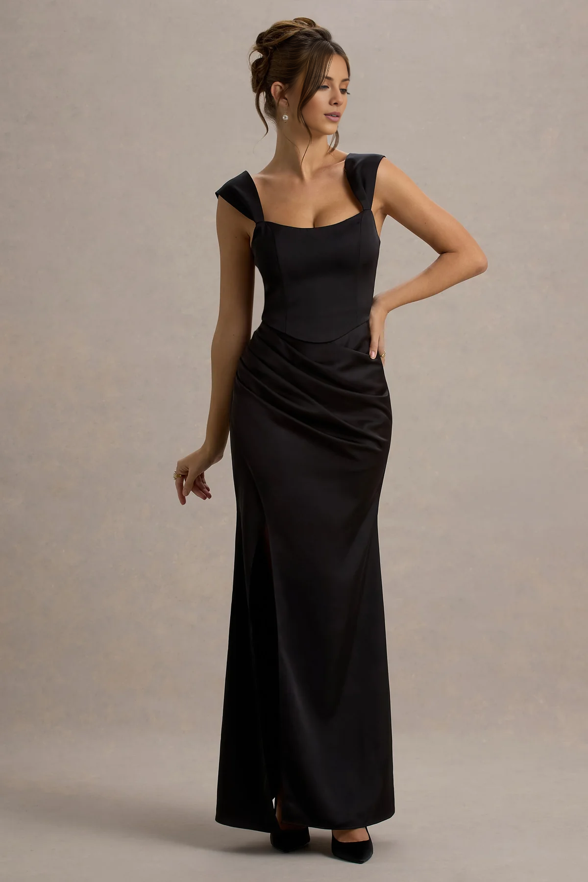 Satin tight corset wrap and floor length evening dress - jimiss dress