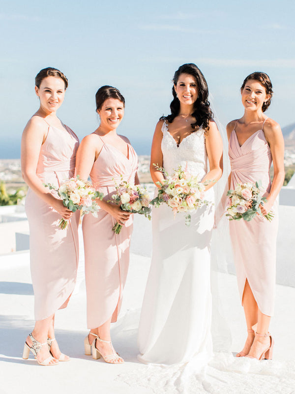 Simple V-neck Spaghetti Strap Slie Slit Long Bridesmaid Dresses.DB10230