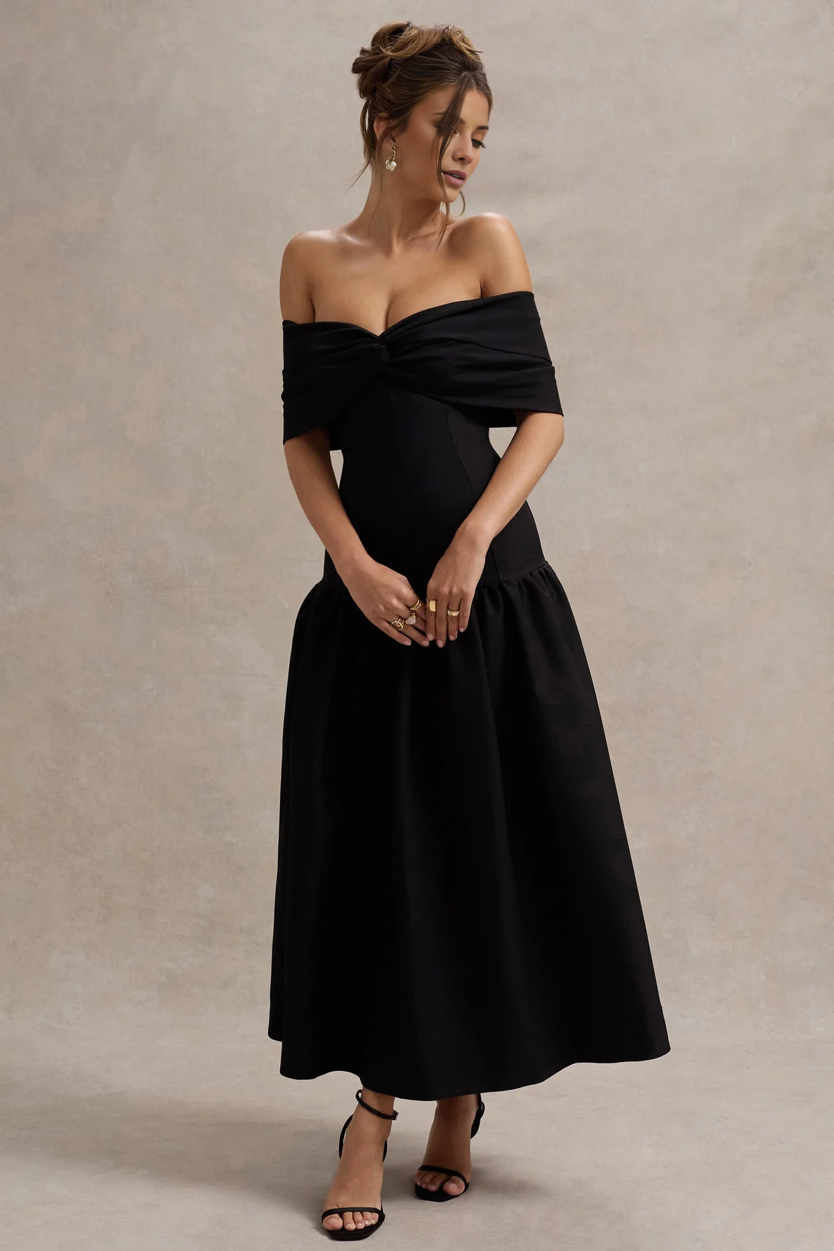 Shoulder less collar crepe fabric backless tea long evening dress - jimiss dress