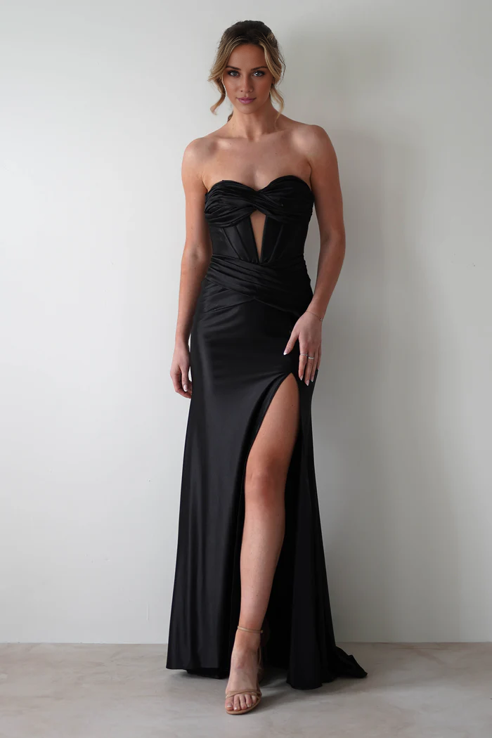 Off shoulder strapless side slit and floor length Prom Dress - Jimiss Dress