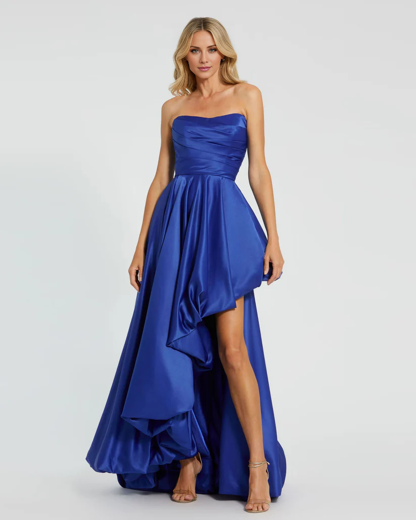 Sleeveless off-shoulder satin strapless neckline floor-length evening dress