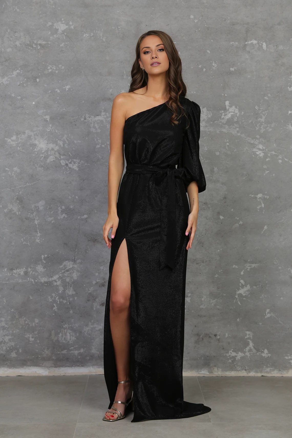 Jimiss - Asymmetric neckline backless side slit and floor length Prom dress