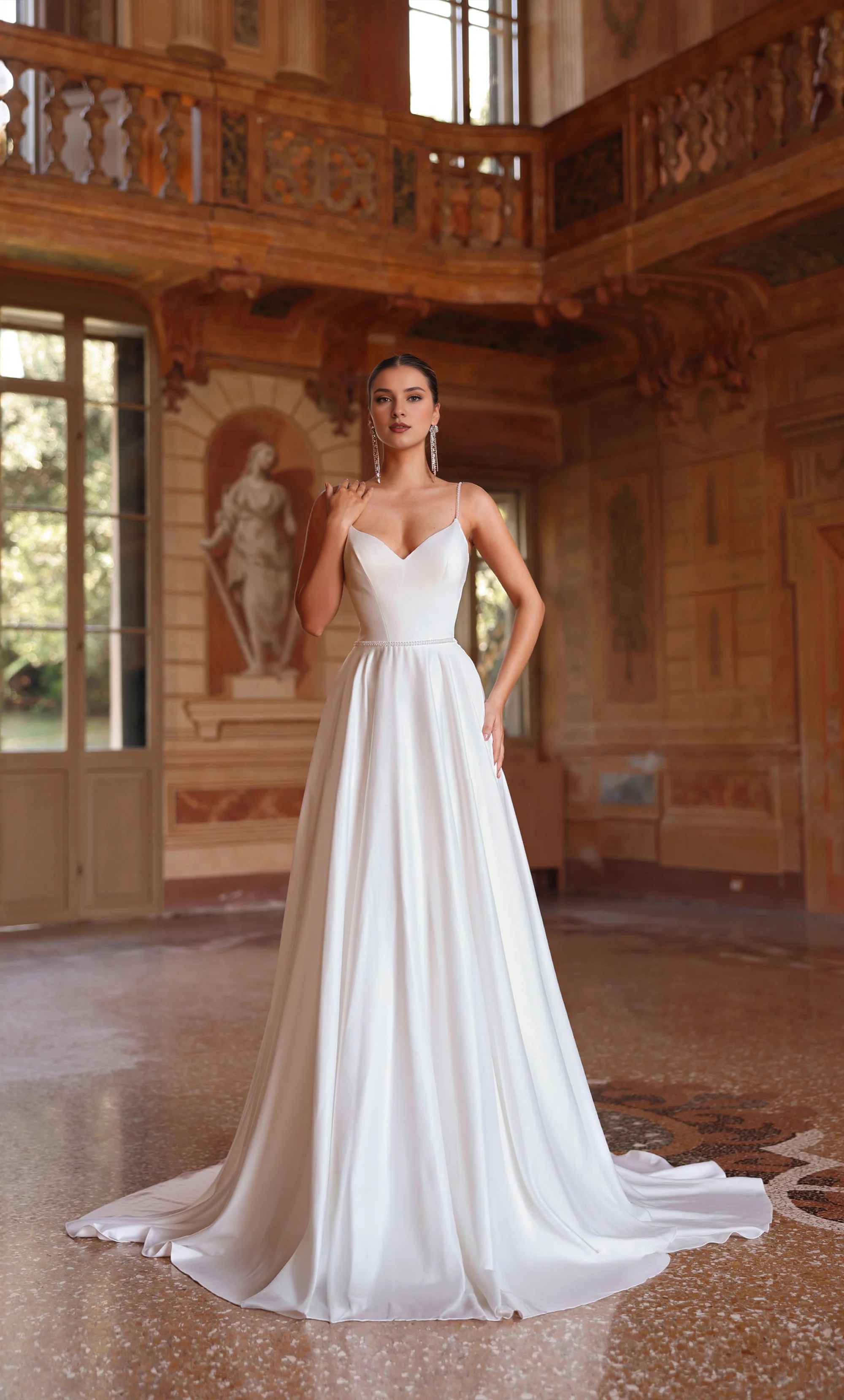 Perfect satin heart-shaped neckline A-line satin button wedding dresses