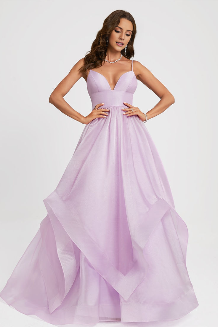 Ball Dress Princess V-neck Sweeping Tail Evening Gown