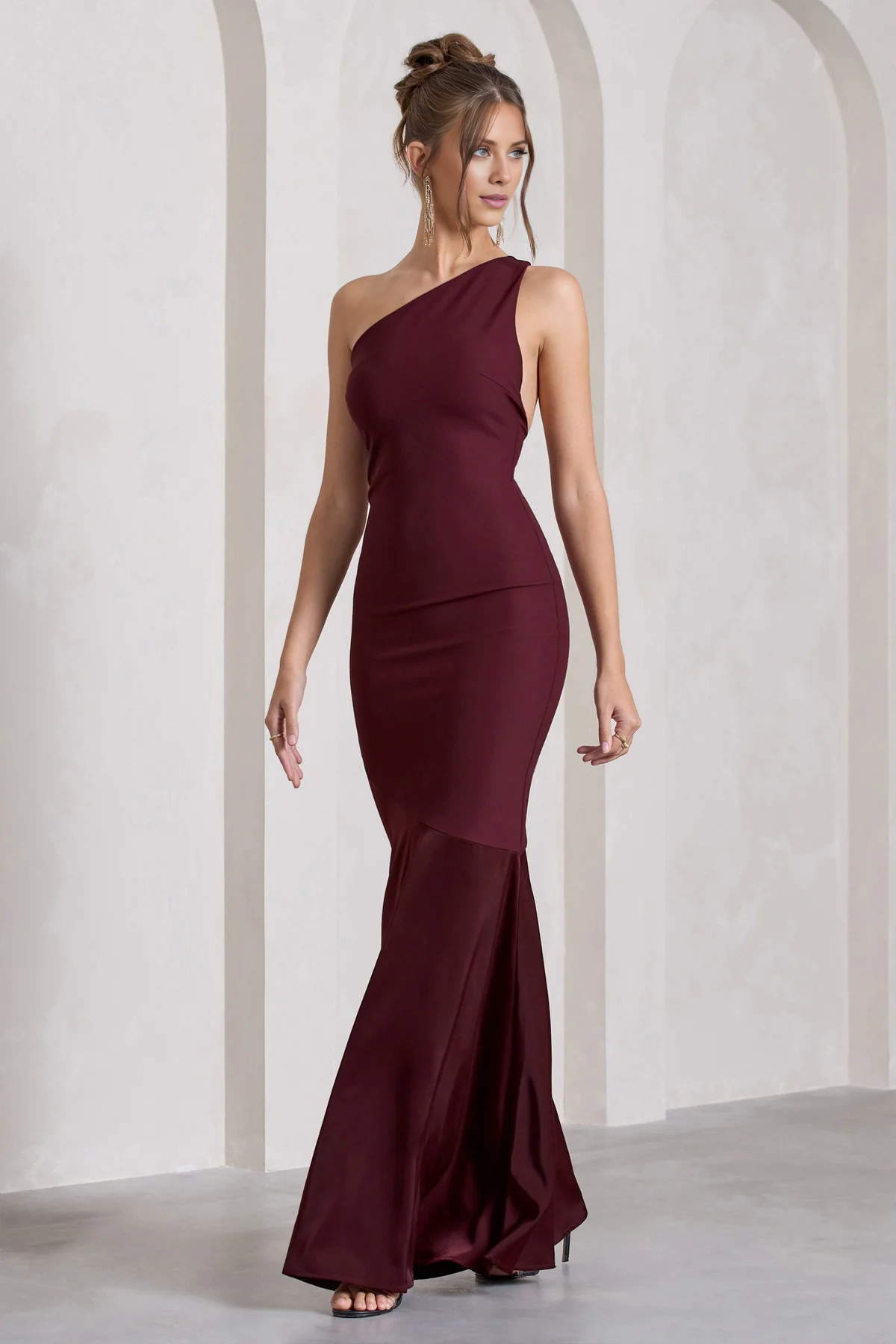 Mermaid One Shoulder Hollow and Ground Length Evening Dress - Jimiss Dress