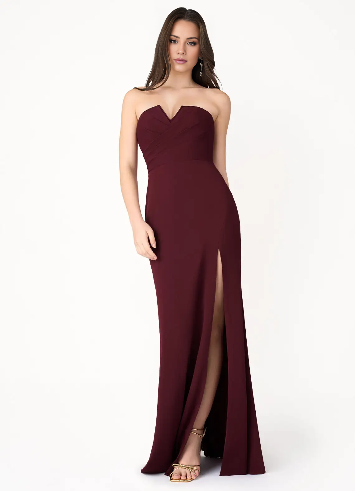 Jimiss off shoulder strapless side slit backless and floor length Prom dress