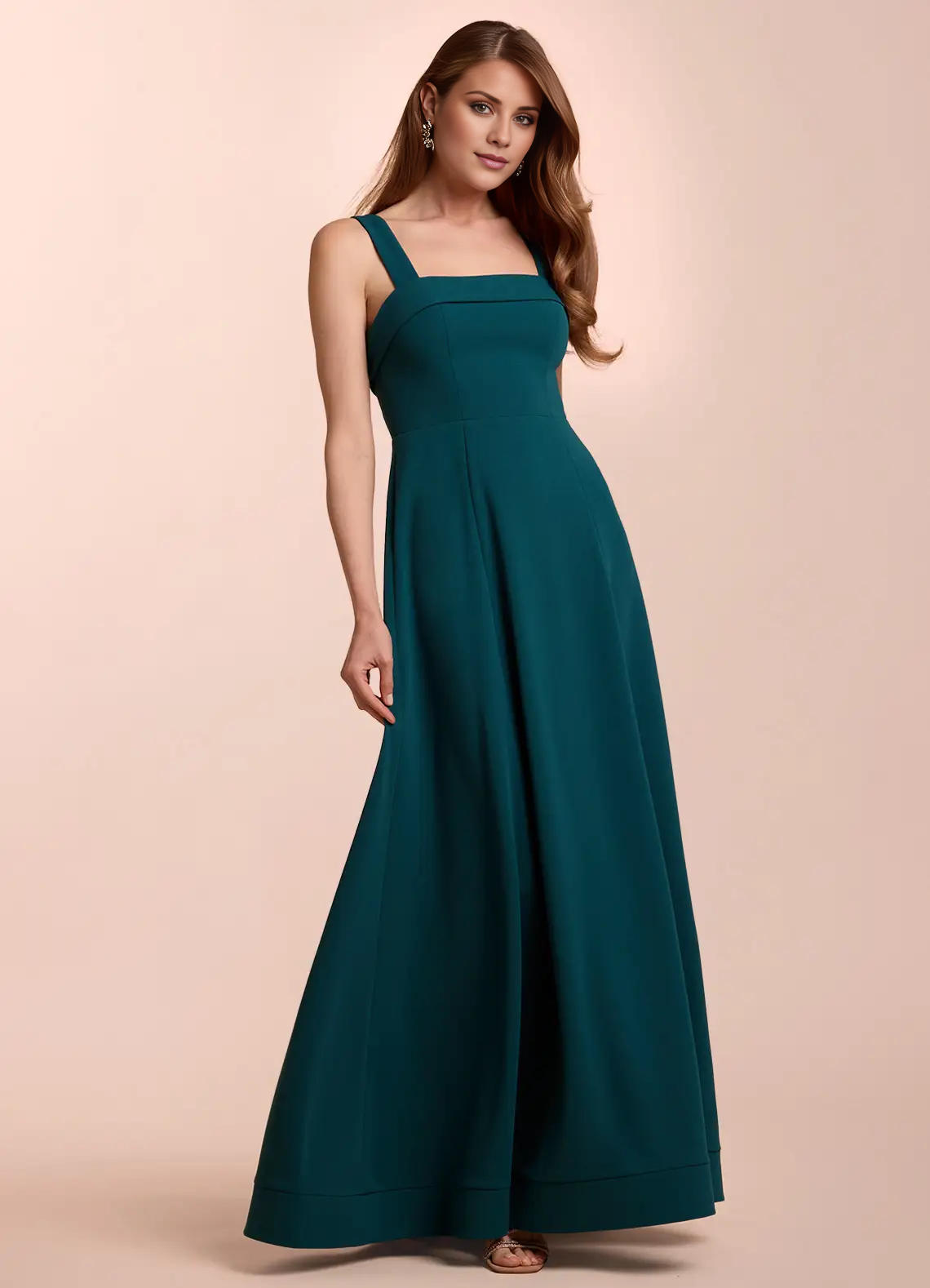 Jimiss A-line straight neckline backless and floor length Prom dress
