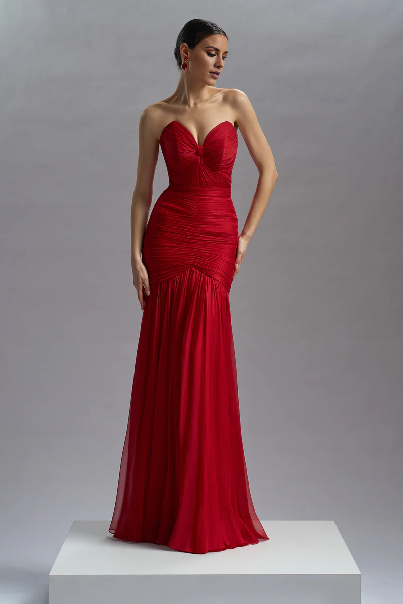 Mermaid dress sleeveless chiffon corset and floor length evening gown