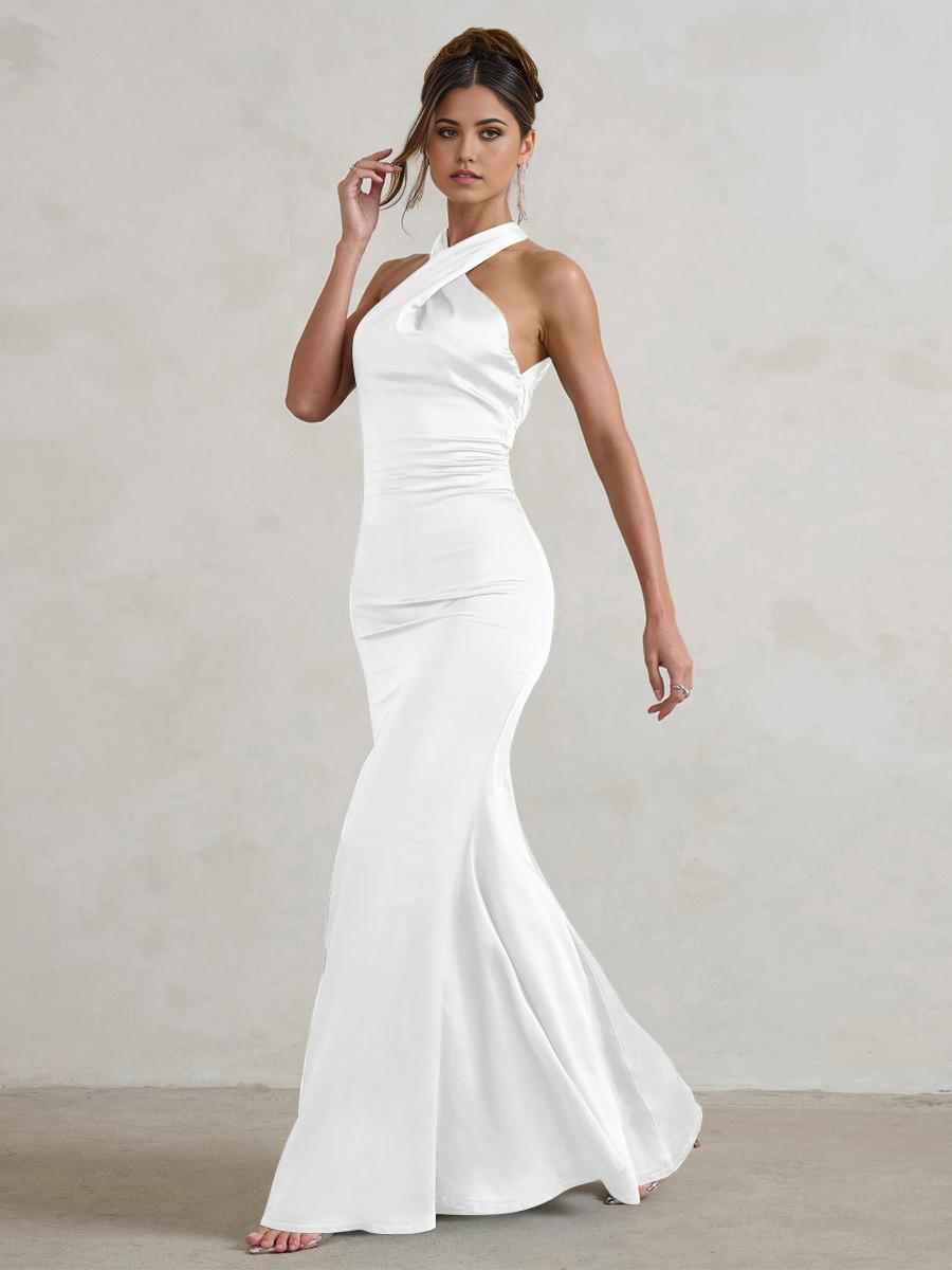 Mermaid Floor-Length Zipper Satin Wedding Party Dress formal dresses evening gown Bridesmaid Dresses