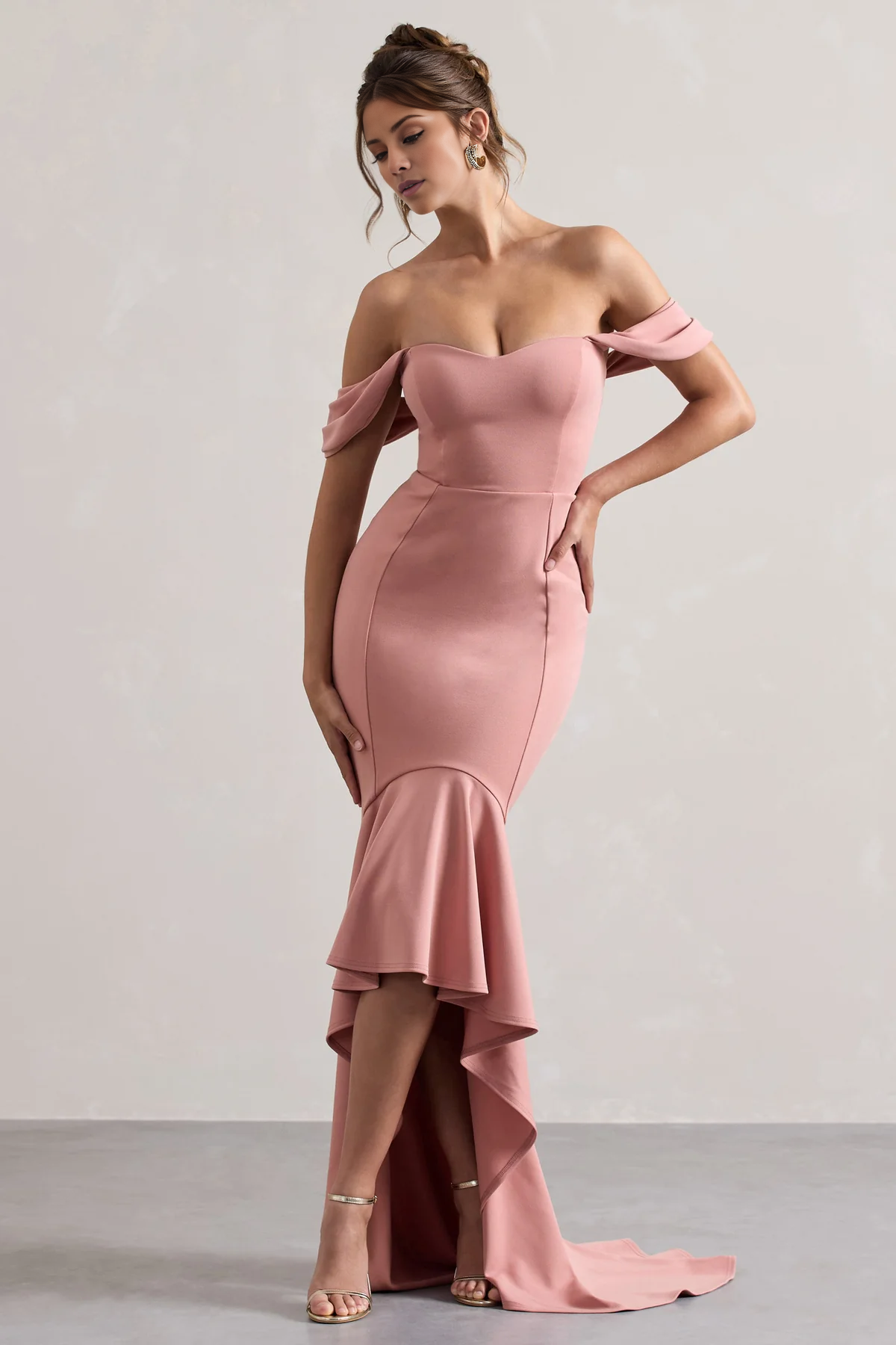 Lotus leaf hem pink sweetheart height and floor length evening dress - Jimiss Dress