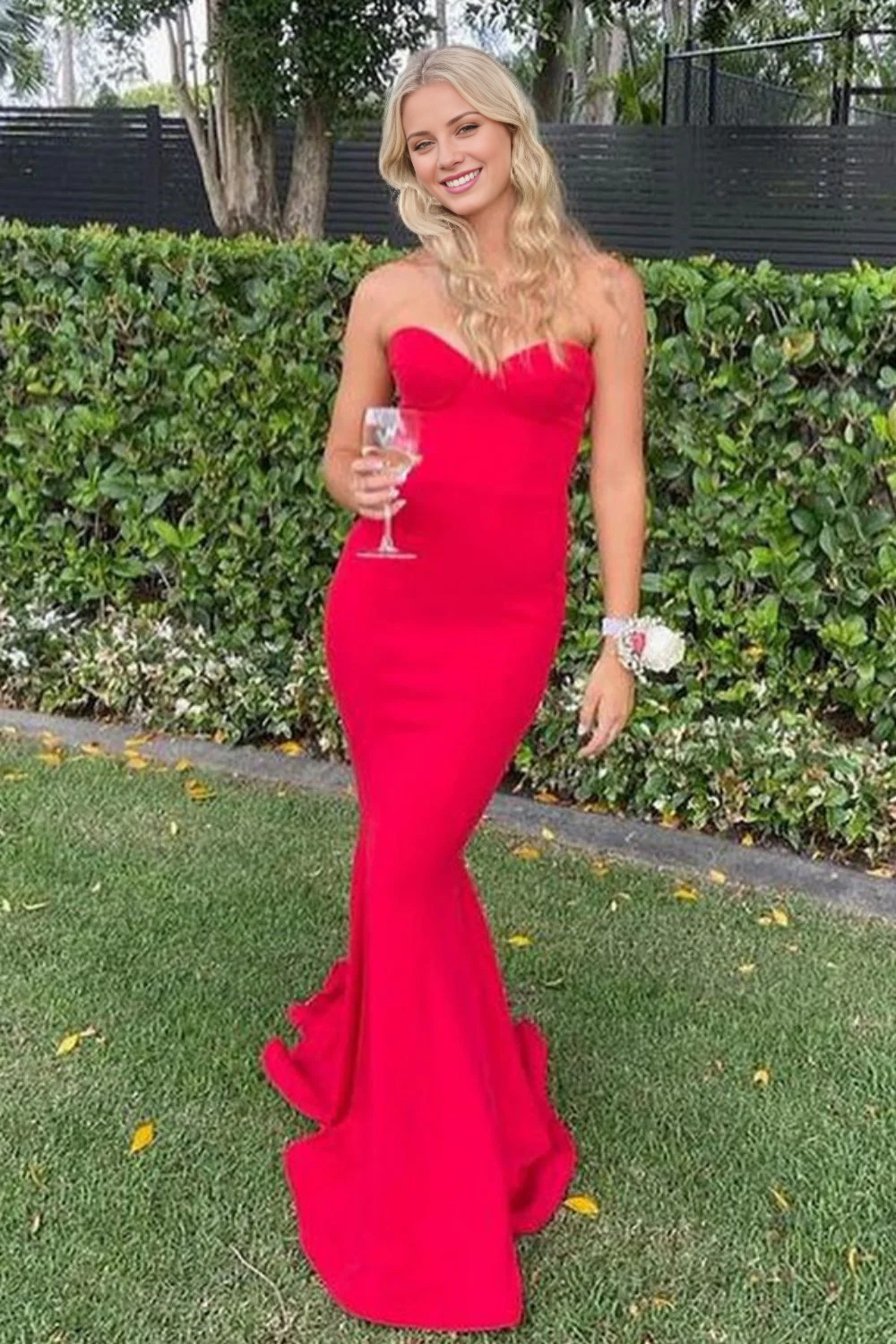Jimiss Fashion Mermaid Sweetheart Red Long Prom Dress